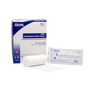 DUKAL 703 Conforming Stretch Gauze Bandage, 3" x 4.1 yd, Sterile 12 Rolls
